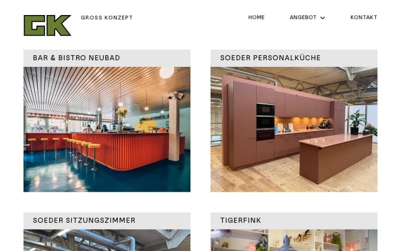 Screenshot der Website von Gross Konzept