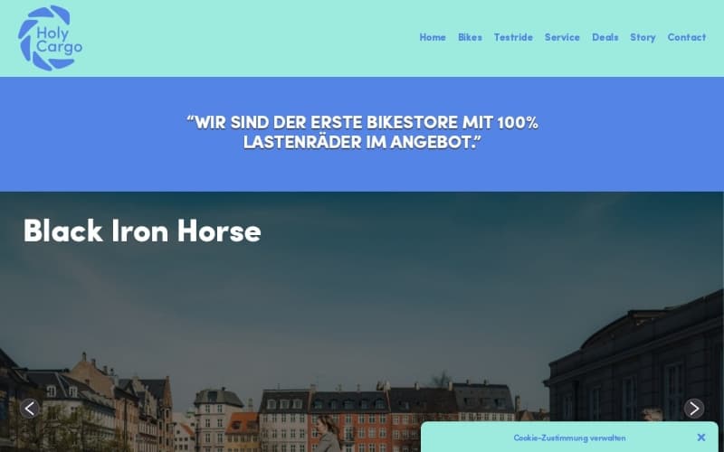 Screenshot der Website von HolyCargo