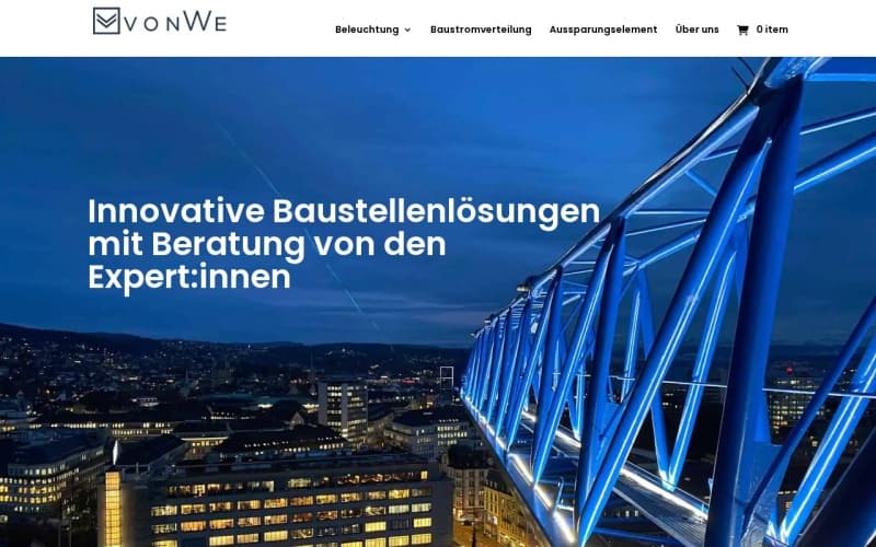 Screenshot der Website von vonWe
