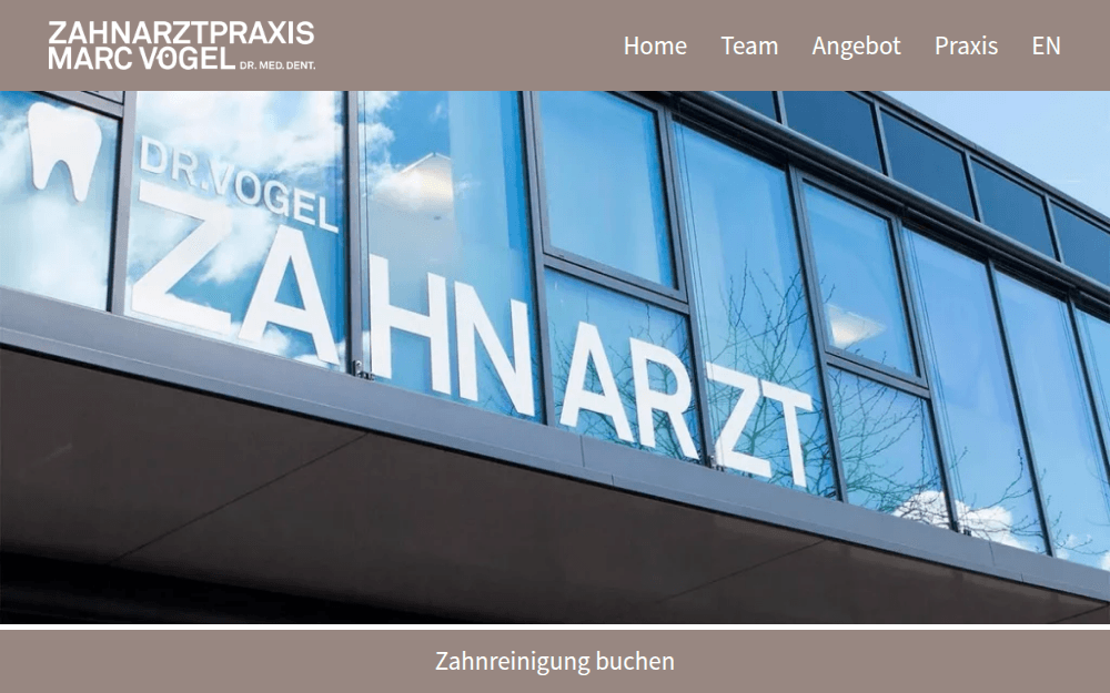 Screenshot Zahnarztpraxis Dr. med. dent. Marc Vogel