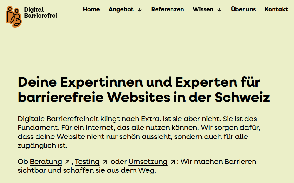 Screenshot der Website von Digital Barrierefrei