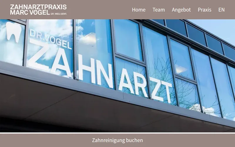 Screenshot Zahnarztpraxis Dr. med. dent. Marc Vogel