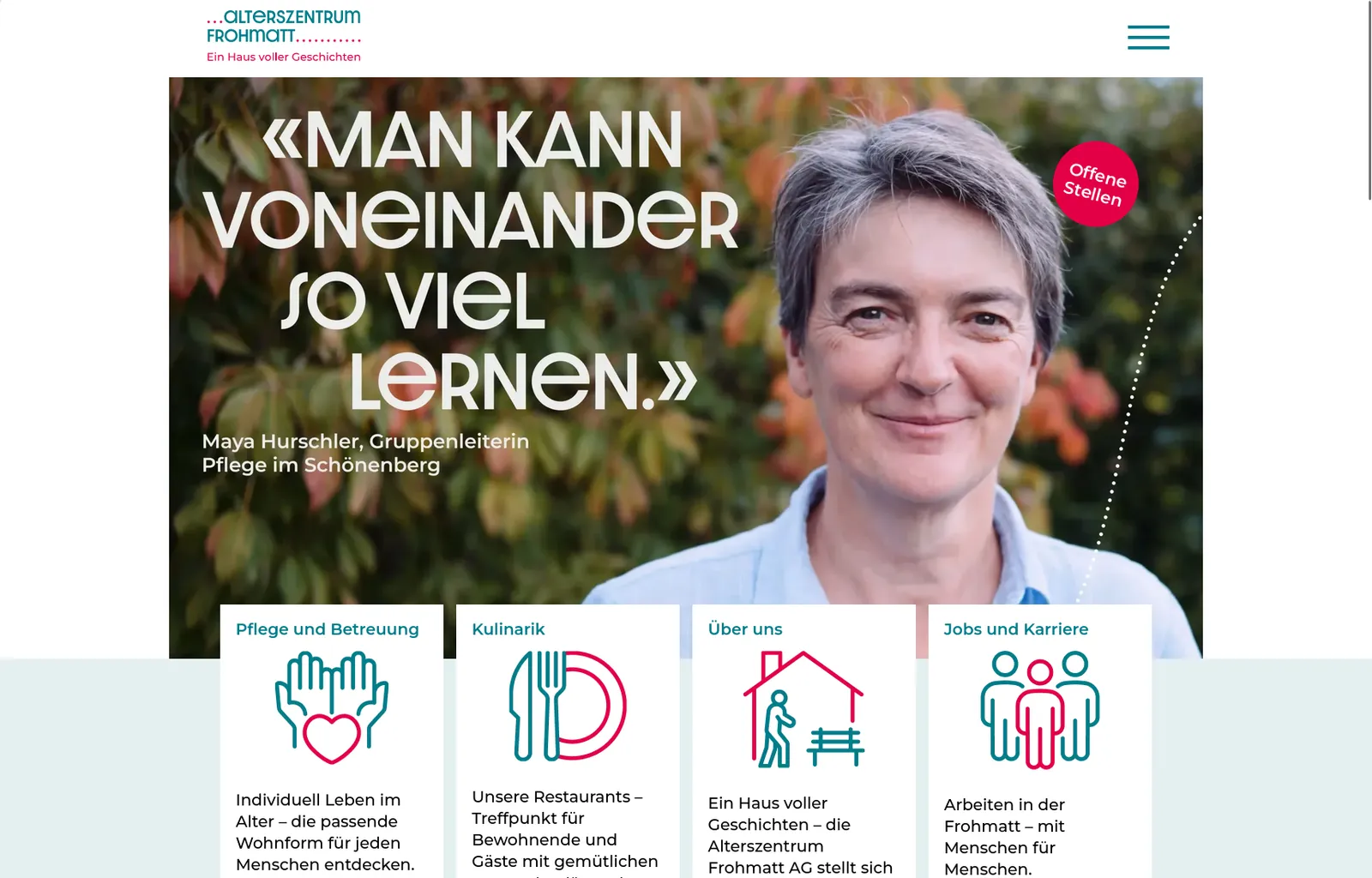 Screenshot der Website von Alterszentrum Frohmatt AG